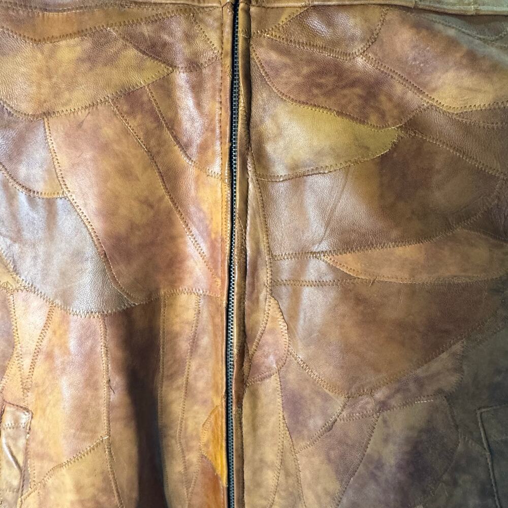 Vintage Y2K 90s  Legacy Patch Work Brown Leather Jacket Size XL Fur Lined - Picture 3 of 13